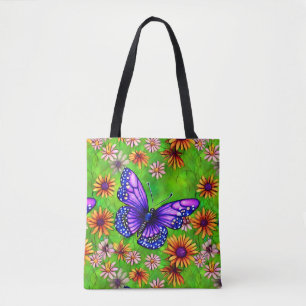 Tote Bag Belle prairie à papillon pourpre