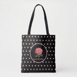 Tote Bag Belle Rose Rose Et Étoiles Roses