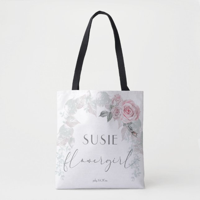 Tote Bag Belle Rose rose pâle BarefootBride™ (Devant)