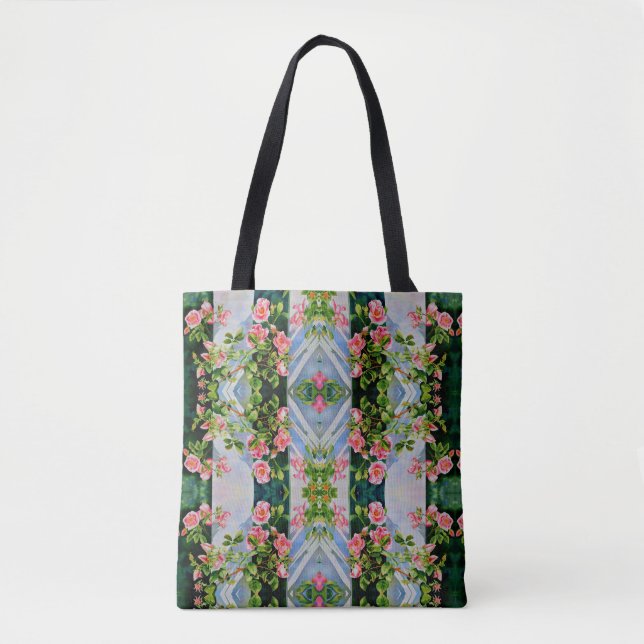 Tote Bag Belle roses roses rouges rétro aquarelle fleurie (Devant)