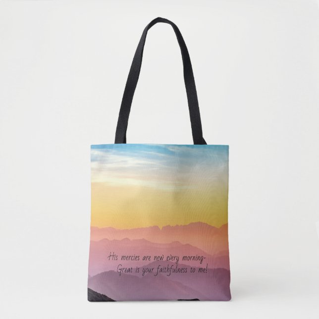 Tote Bag Belle scène matinale avec écriture. (Devant)