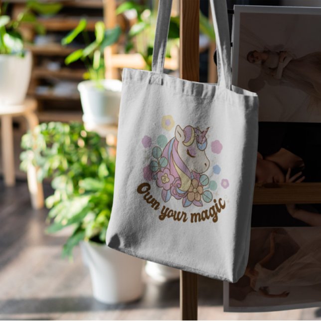 Tote Bag Belle Unicorne Avec Fleurs (Créateur téléchargé)