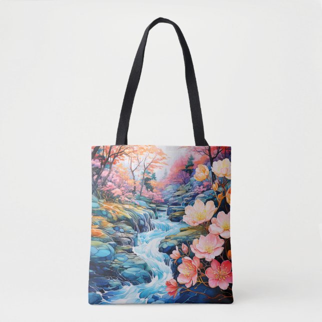Tote Bag Belle vallée de la rivière Paysage matinal (Devant)