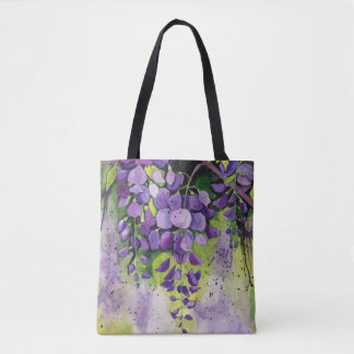 Tote Bag Belles Fleurs De Wisteria En Aquarelle