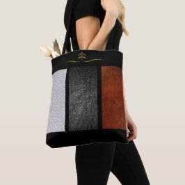 Tote Bag Belles Panneaux Blanc, Noir & Rouille Faux Cuir