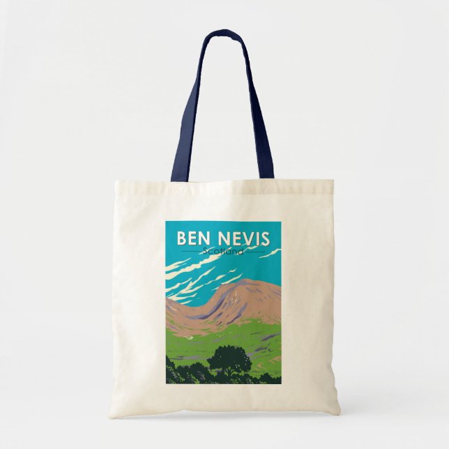 Tote Bag Ben Nevis Scotland Travel Art Vintage (Devant)