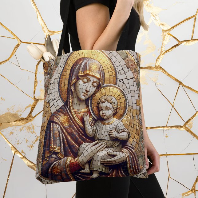 Tote Bag Béni Mère Marie et Bébé Jésus | Religoie (Créateur téléchargé)