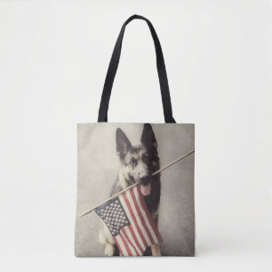 Tote Bag Berger allemand avec drapeau américain