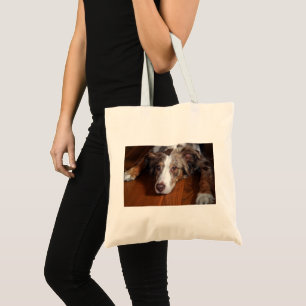 Tote Bag berger australien merle rouge pondre plat