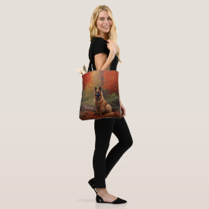 Tote Bag Berger Belge dans les feuilles d'automne qui tombe