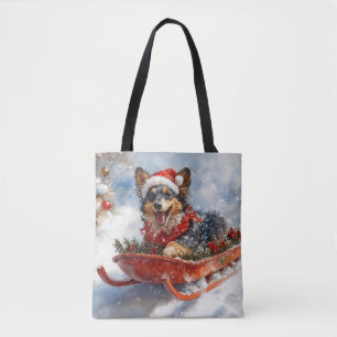 Tote Bag Berger belge en luge Laisser neiger Noël