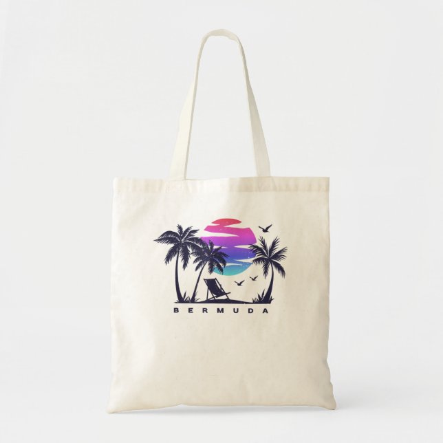 Tote Bag BERMUDA Beach Vacances Voyage Retro Vintage Sunset (Devant)