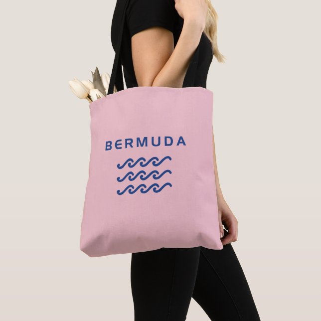 Tote Bag Bermudes Triple Ocean Waves de couleur claire (De près)