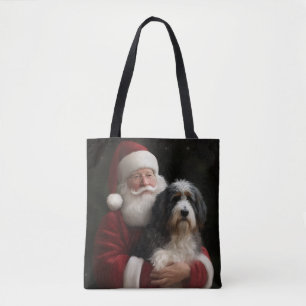 Tote Bag Bernedoodle avec Noël Festif du Père Noël
