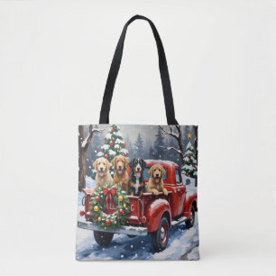 Tote Bag Bernedoodle Noël Camion Rouge Fêtes