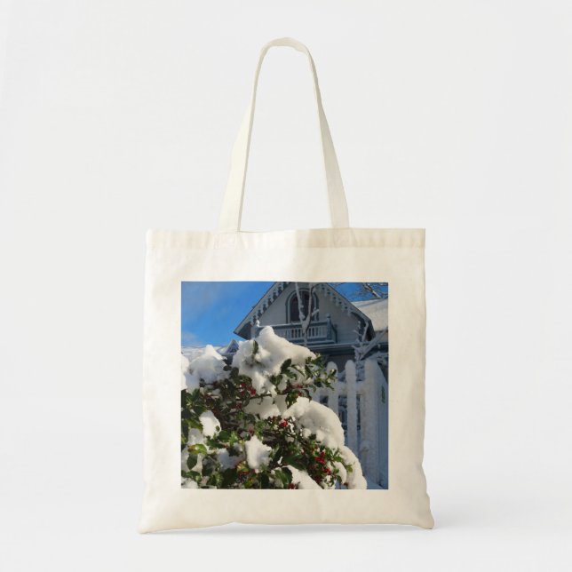 Tote Bag Berries Holly en neige - Vignoble de Martha (Devant)