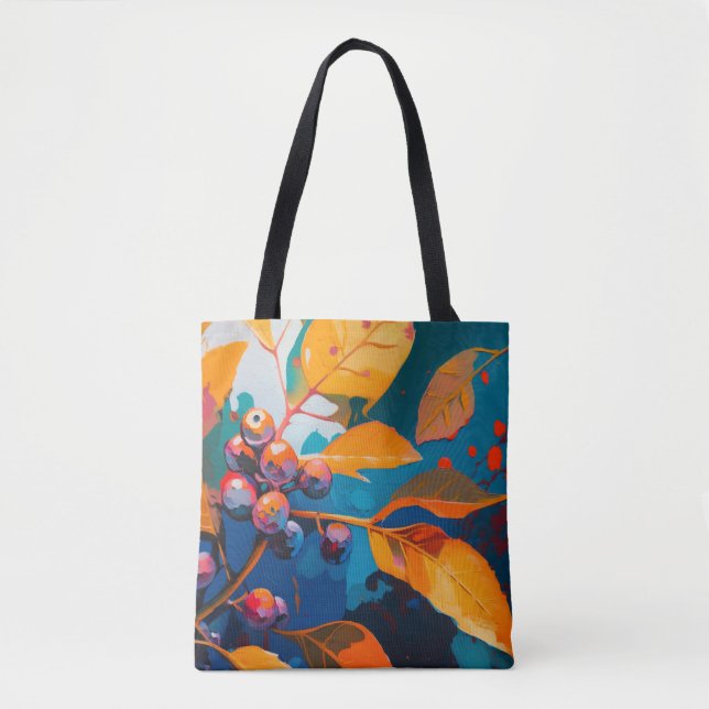 Tote Bag Berry d'automne & feuille peint. automne des forêt (Devant)
