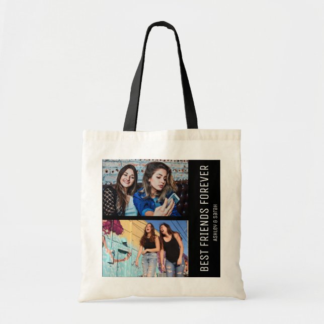 Tote Bag Best Friends Forever BFF Custom 4 Photo Collage (Devant)
