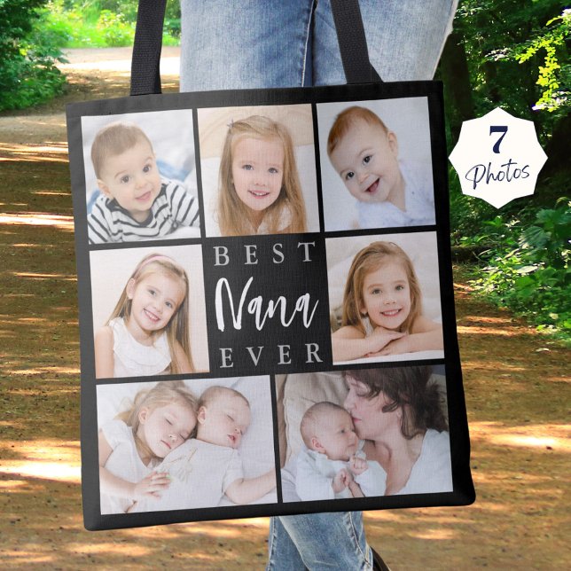 Tote Bag BEST NANA EVER 7 Photo Collage personnalisé (Créateur téléchargé)