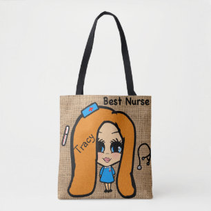 Tote Bag Best Nurse Fourre-tout - Tête rouge caricature per