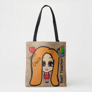 Tote Bag Best Teacher Fourre-tout - Caricature rouge person