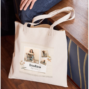 Tote Bag BESTIES, Collage de photos et noms   BFF