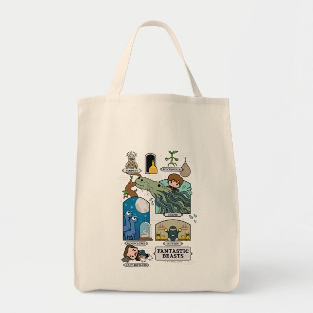 Tote Bag Bêtes De Cartoon Dans Les Habitats (Devant)