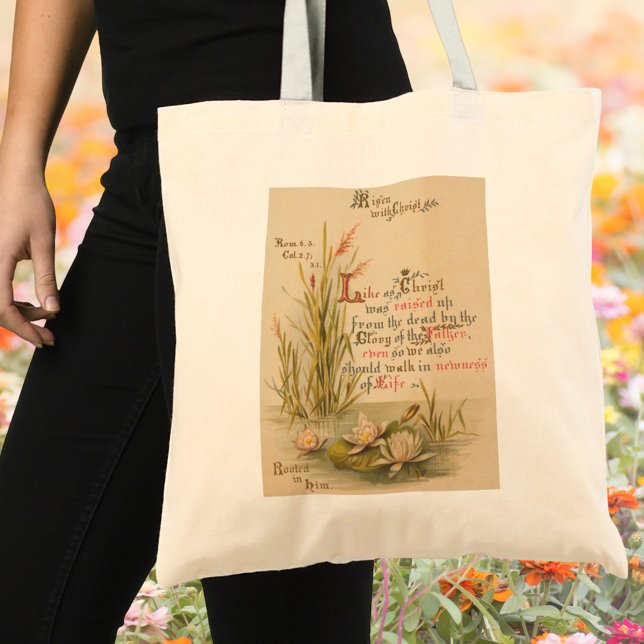 Tote Bag Bible catholique florale Verse Pâques (Vintage Floral Religious Christian Catholic Bible Verse Resurrection Christ is risen Easter Tote Bag)