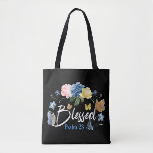 Tote Bag Bible Verse Bienheureux Psaume 23 Papillon Rose Fl