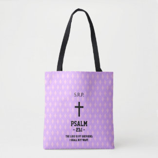 Tote Bag Bible Verset Chrétien Motif Diamants Mauve