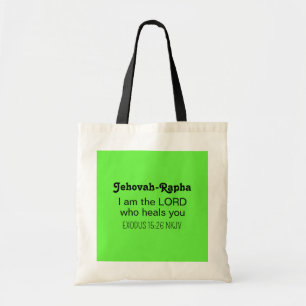 Tote Bag Bible Verset de Guérison Mignon Lime Vert Chrétien