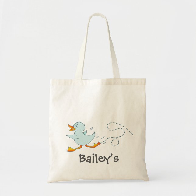 Tote Bag Bibliothèque de canard bleu mignon pour enfants ou (Devant)