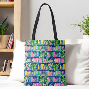 Tote Bag =Bibliothèque Navy Prépa / Livres & Plantes Vertes