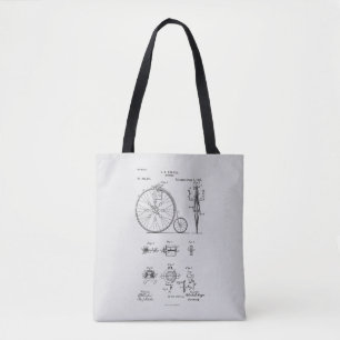 Tote Bag Bicyclette antique 1887 Penny Farthing Brevet