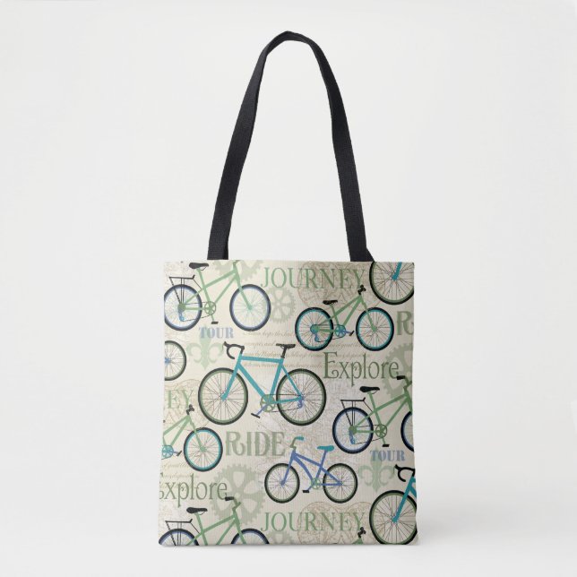 Tote Bag Bicyclette Voyage bleu (Devant)