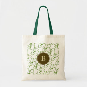 Tote Bag bicyclettes vertes monogrammées