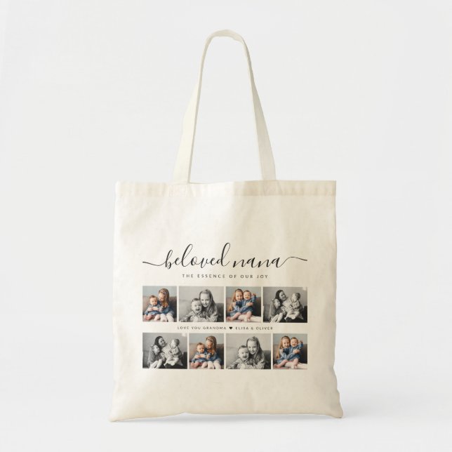 Tote Bag Bien-aimée Nana Grand-mère Custom Family Photo Kee (Devant)