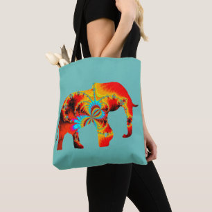 Tote Bag Bien-être animal - Silhouette éléphante Fractale 1