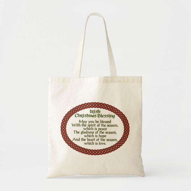 Tote Bag Bienheureuse de Noël irlandais, Fête Celtique Roug (Devant)
