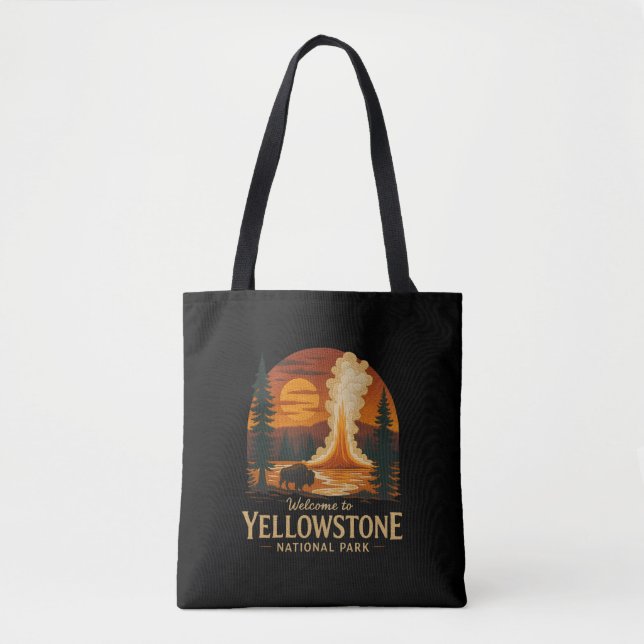 Tote Bag Bienvenue à la Broderie Yellowstone National USA (Devant)