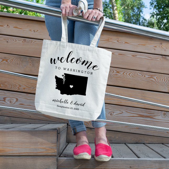 Tote Bag Bienvenue à Washington | Mariage de silhouette d'é (Créateur téléchargé)