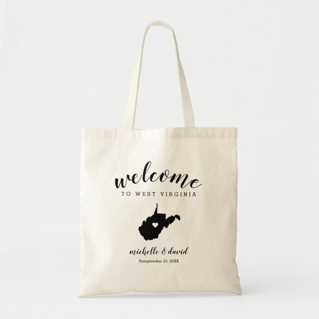 Tote Bag Bienvenue à West Virginia State Silhouette Mariage (Devant)