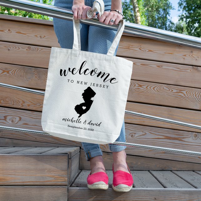 Tote Bag Bienvenue au New Jersey | Mariage de silhouette d' (Créateur téléchargé)