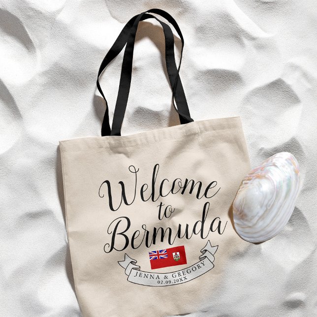 Tote Bag Bienvenue aux Bermudes | Destination Faveur Mariag (Créateur téléchargé)