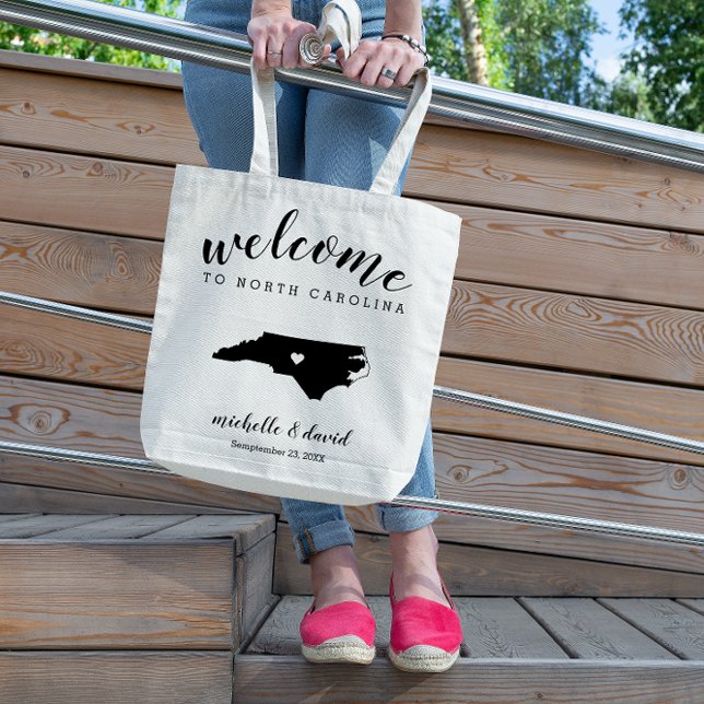 Tote Bag Bienvenue en Caroline du Nord Mariage Silhouette (Créateur téléchargé)