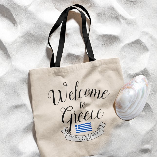 Tote Bag Bienvenue en Grèce | Destination Faveur Mariage (Créateur téléchargé)