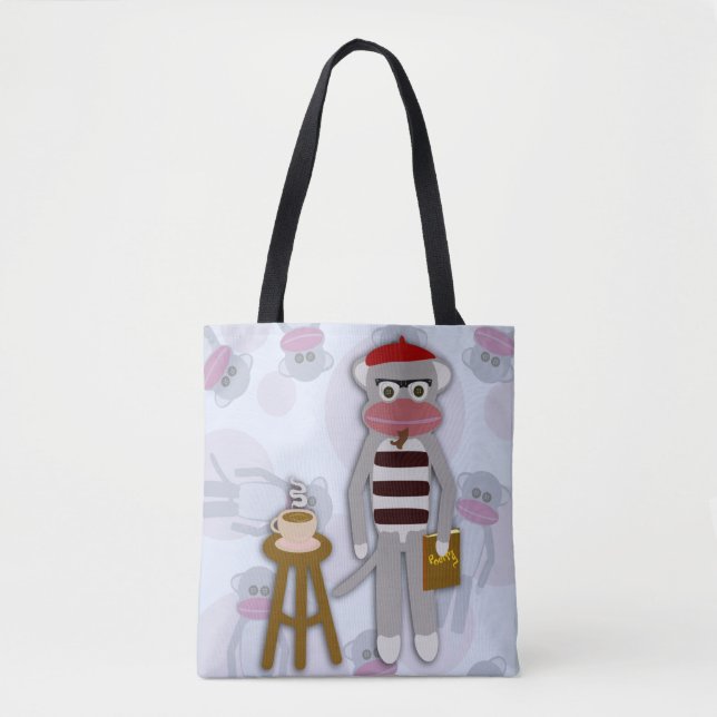 Tote Bag Big Beatnik Sockmonkey (Devant)