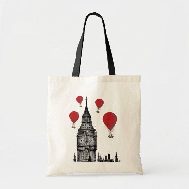 Tote Bag Big Ben et Red Hot Air Balloons 2 (Devant)