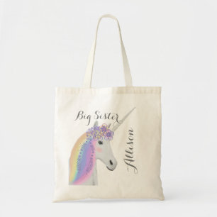 Tote Bag Big Sister Personnalisé Rainbow Unicorn