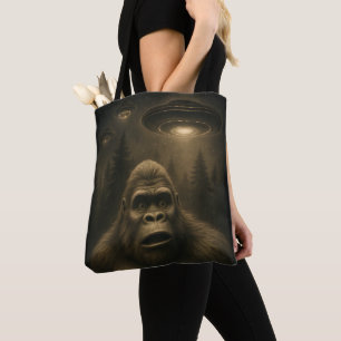 Tote Bag Bigfoot Sasquatch Alien UFO Funny